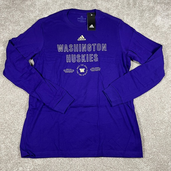 Adidas Mens Medium Purple‎ Washington Huskies College NCAA Amplifier T-Shirt NWT - Picture 1 of 6